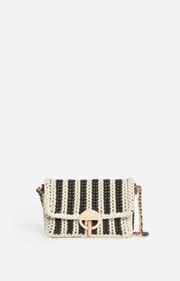 40 QTY NEW // NOIR/BLANC / Petit Sac Moon En Cuir Tressé - NOIR/BLANC