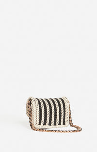 40 QTY NEW // NOIR/BLANC / Petit Sac Moon En Cuir Tressé - NOIR/BLANC