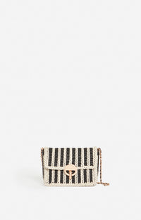 10 QTY NEW // NOIR/BLANC / Grand Sac Moon En Cuir Tressé - NOIR/BLANC