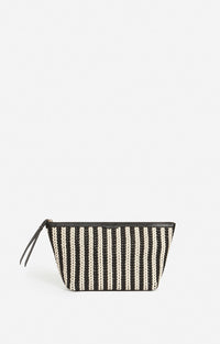 13 QTY NEW // NOIR/BLANC / Pochette Cuir Tressée - NOIR/BLANC