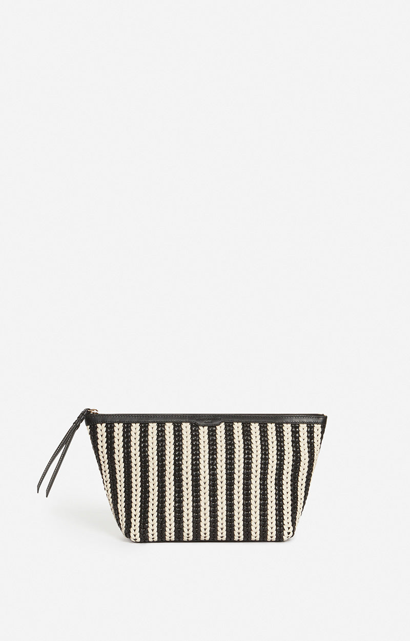 13 QTY NEW // NOIR/BLANC / Pochette Cuir Tressée - NOIR/BLANC