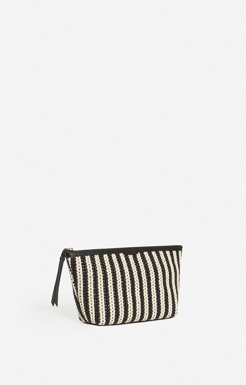 13 QTY NEW // NOIR/BLANC / Pochette Cuir Tressée - NOIR/BLANC
