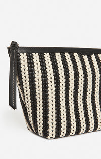 13 QTY NEW // NOIR/BLANC / Pochette Cuir Tressée - NOIR/BLANC