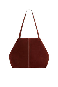 Iconic Daily large suede tote bag - Cognac