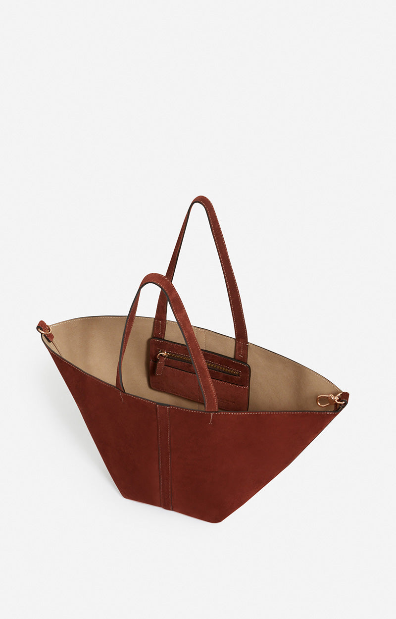 Petit cabas Daily en daim - Cognac