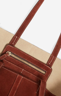 Petit cabas Daily en daim - Cognac