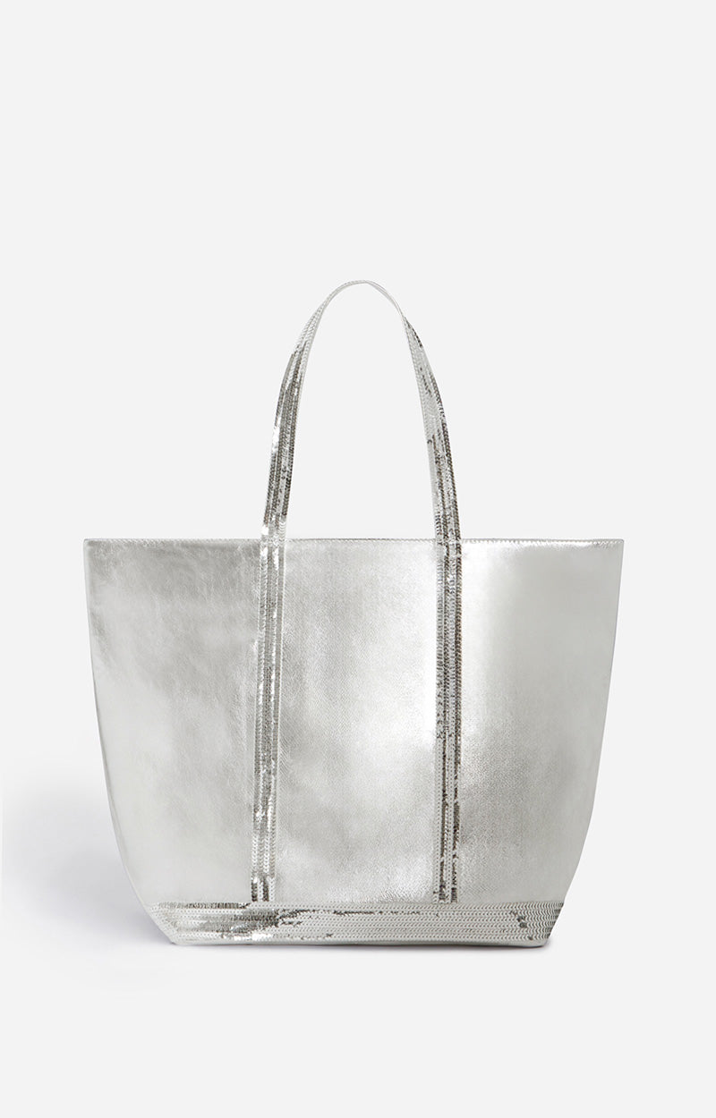 42 QTY NEW // ARGENT / Cabas L En Cuir Lisse - ARGENT
