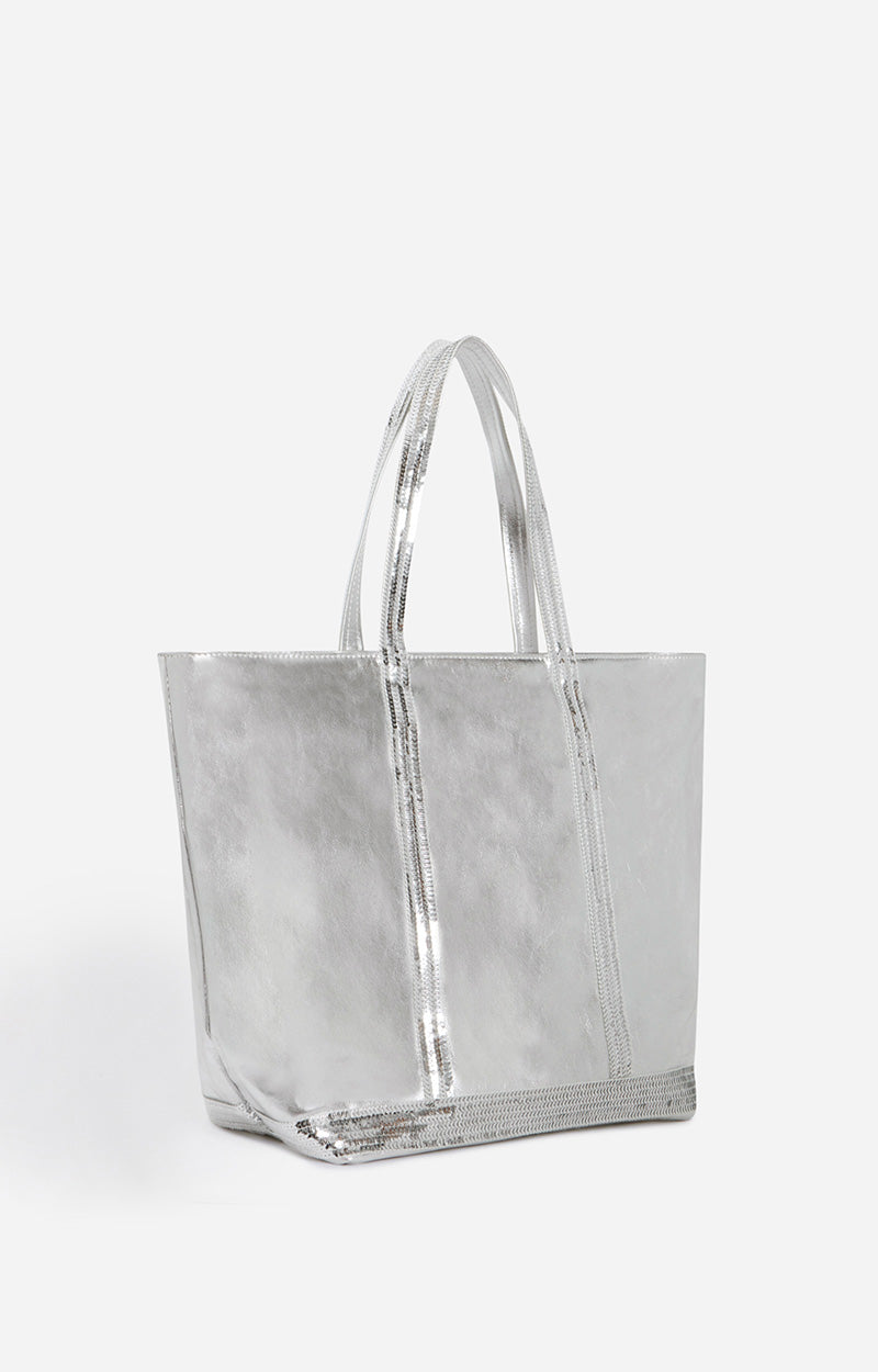 42 QTY NEW // ARGENT / Cabas L En Cuir Lisse - ARGENT