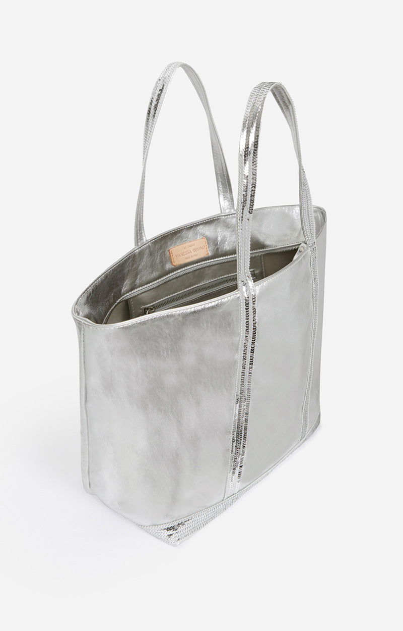 42 QTY NEW // ARGENT / Cabas L En Cuir Lisse - ARGENT