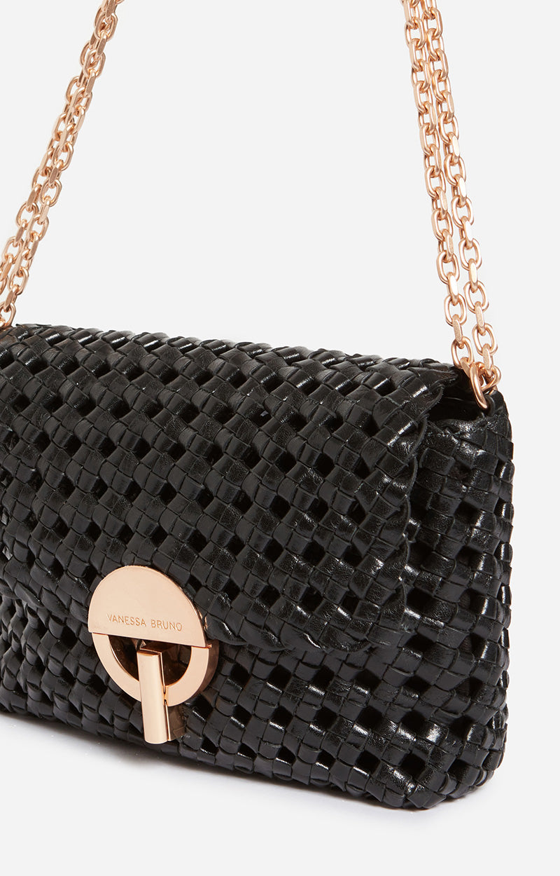 7 QTY NEW // NOIR / Grand Sac Moon En Cuir - NOIR