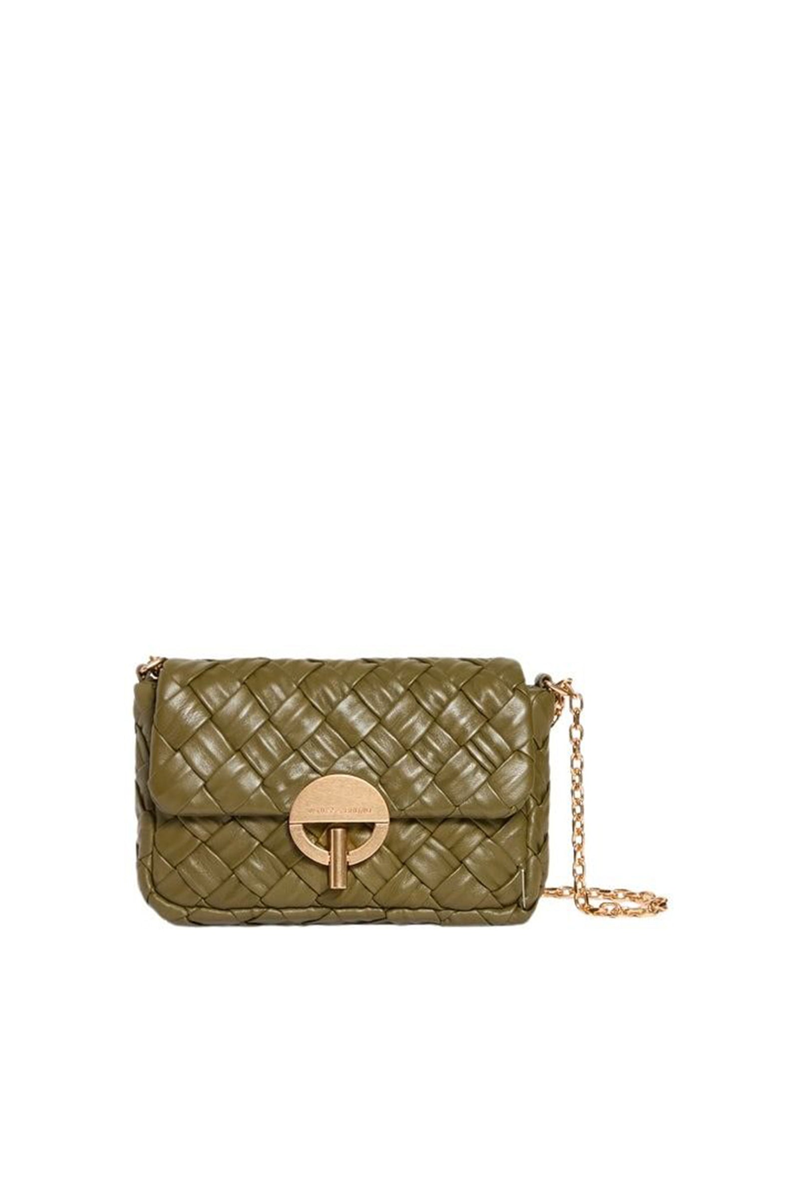 Sac nano Moon en cuir tressé - Kaki