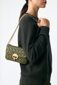 Moon nano bag in braided leather - Khaki
