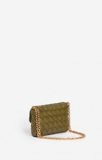 Sac nano Moon en cuir tressé - Kaki