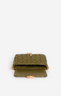 Sac nano Moon en cuir tressé - Kaki