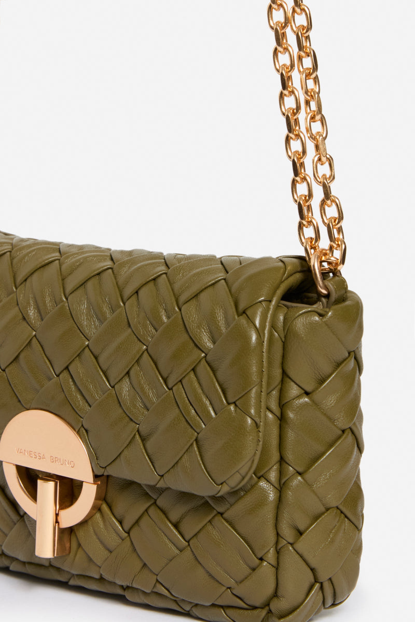Moon nano bag in braided leather - Khaki