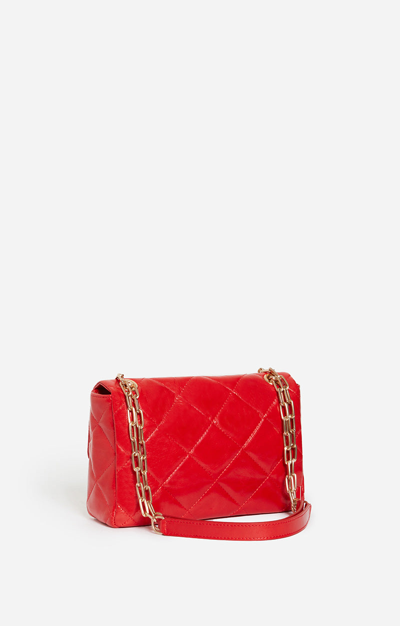 20 QTY NEW // ROUGE / Grand Sac Moon En Cuir - ROUGE