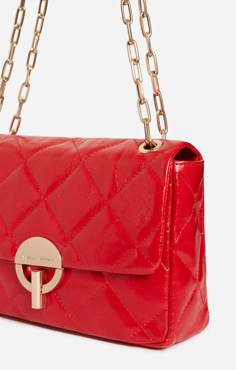 20 QTY NEW // ROUGE / Grand Sac Moon En Cuir - ROUGE