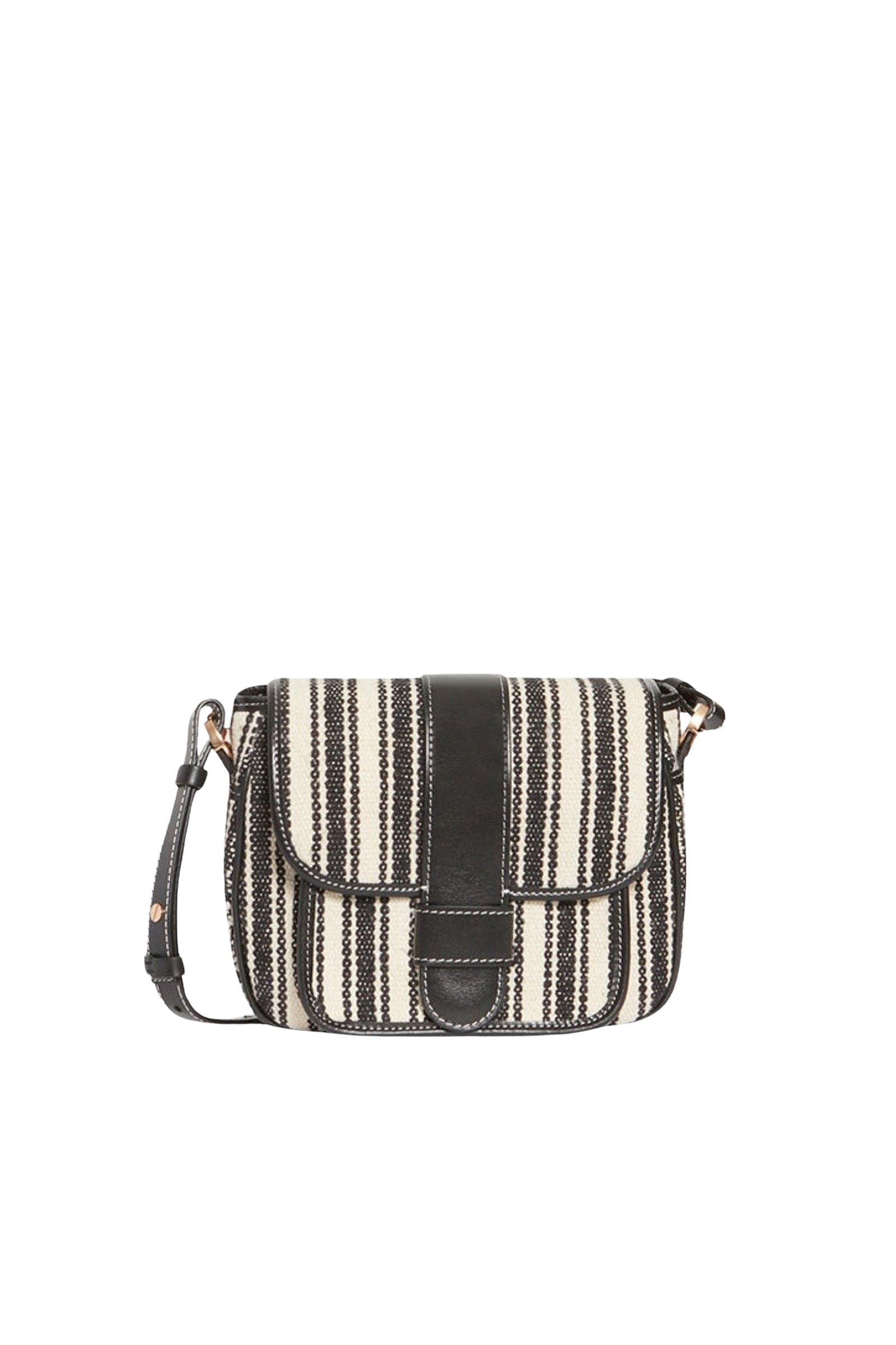 Sac à rabat Frankie en toile - Noir & Blanc