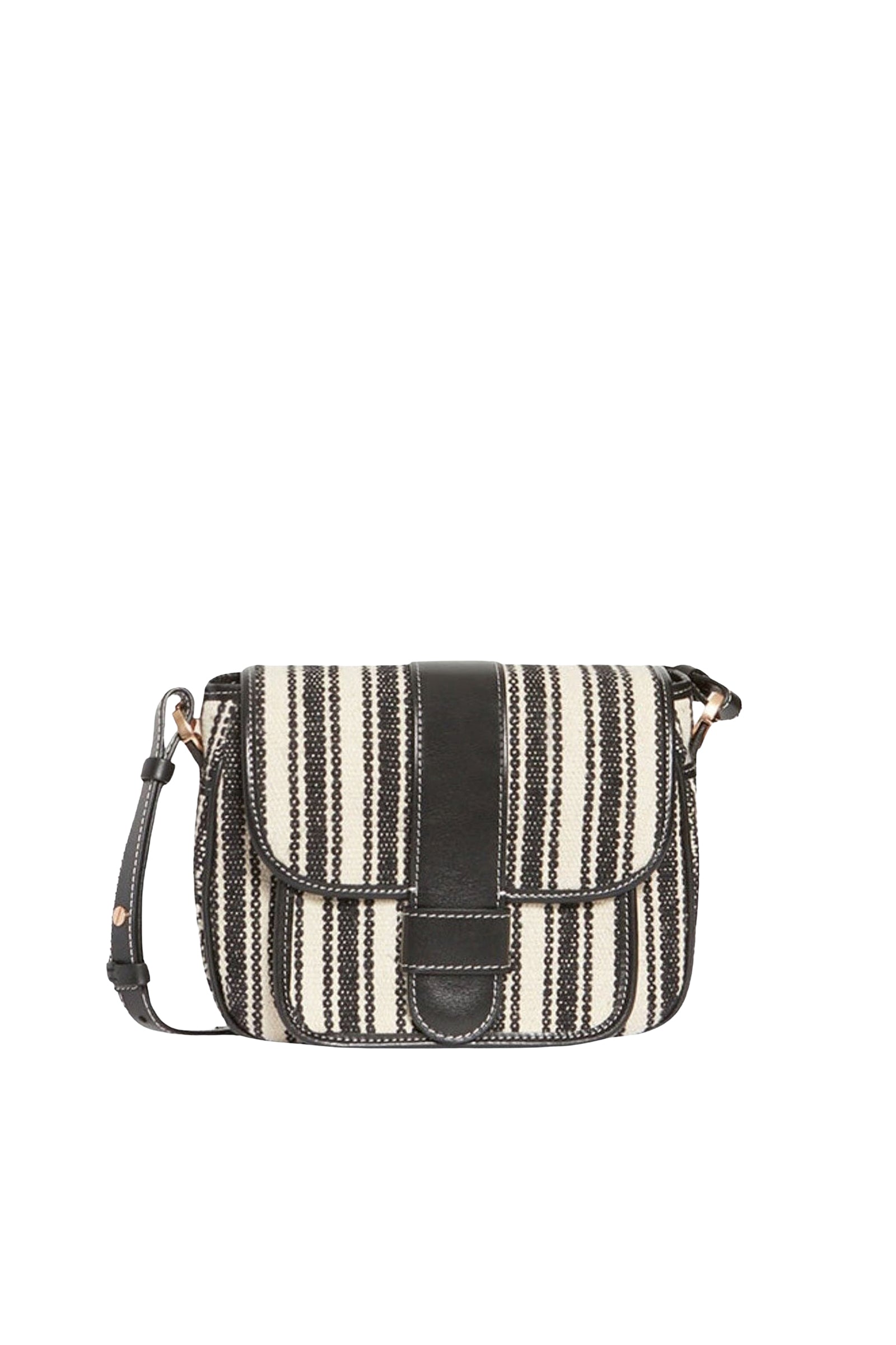 Frankie flap bag in canvas - Black & White