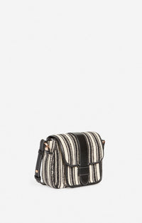 Sac à rabat Frankie en toile - Noir & Blanc