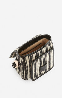 Sac à rabat Frankie en toile - Noir & Blanc
