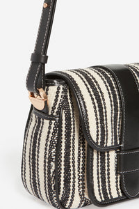 Frankie flap bag in canvas - Black & White
