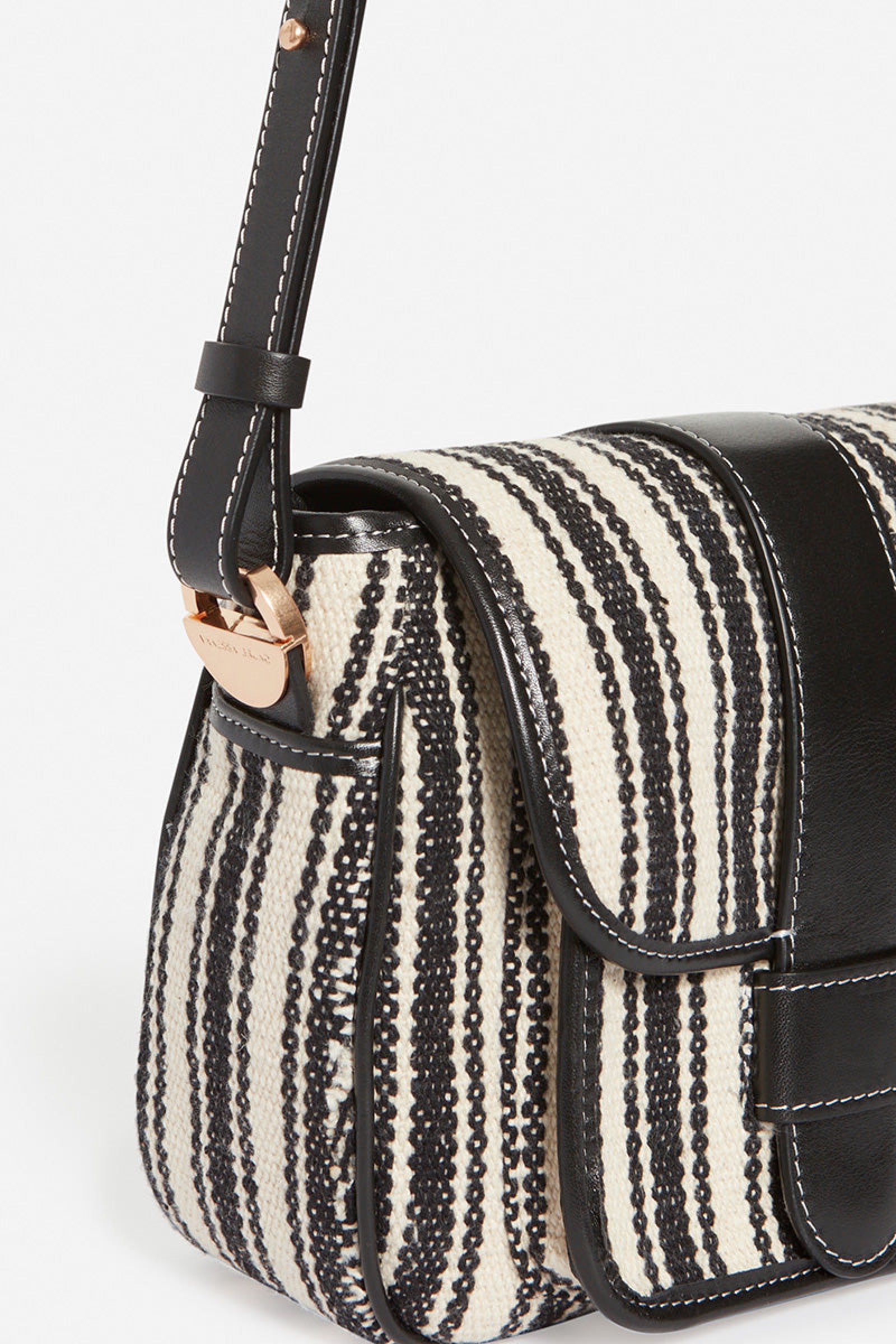 Frankie flap bag in canvas - Black & White