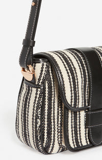 Sac à rabat Frankie en toile - Noir & Blanc