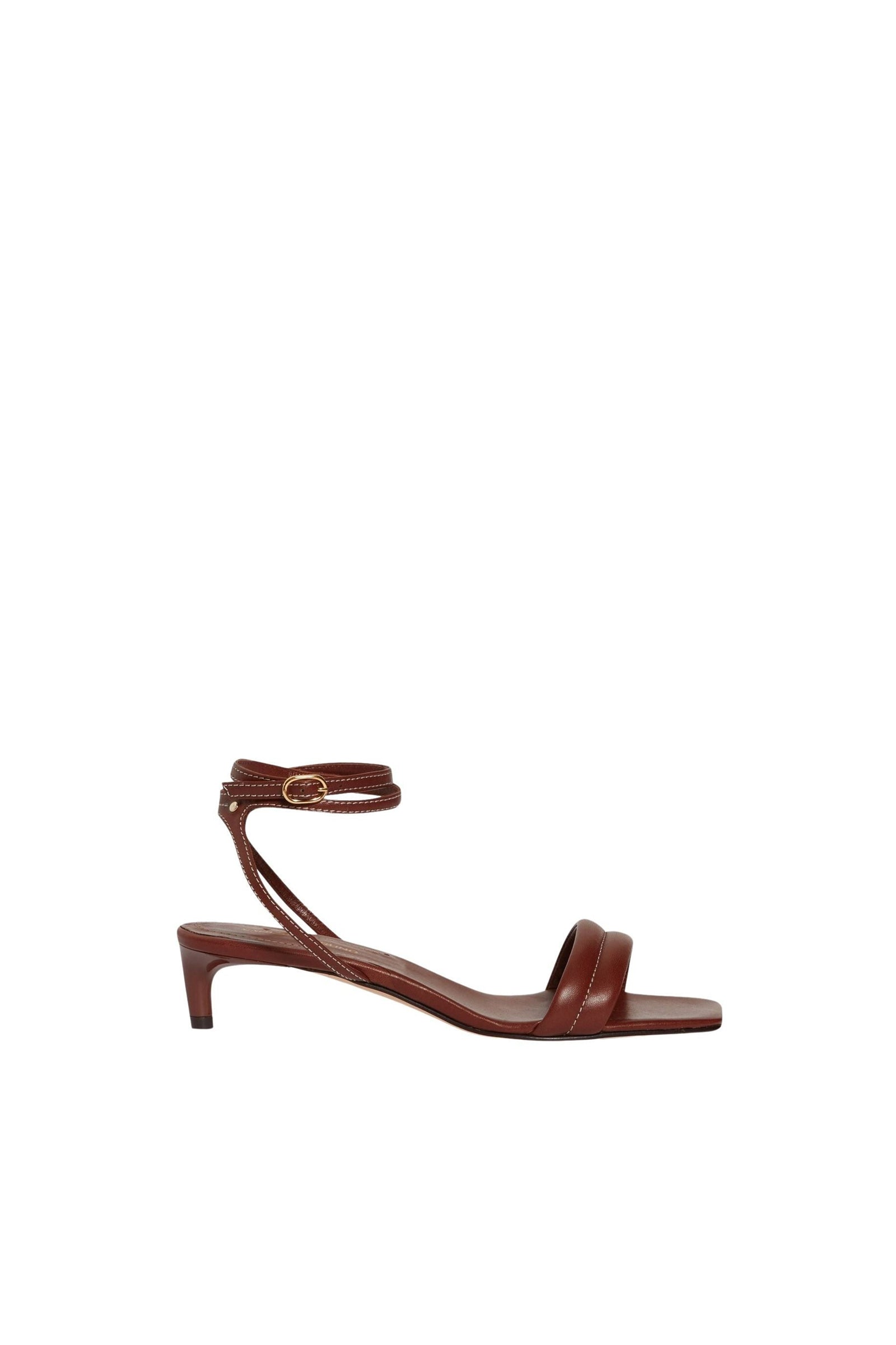 Sandales à talons en cuir - Cognac