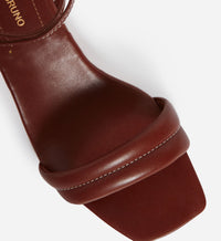 Sandales à talons en cuir - Cognac