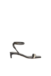 Sandales à talons en cuir tressé - Noir & Blanc