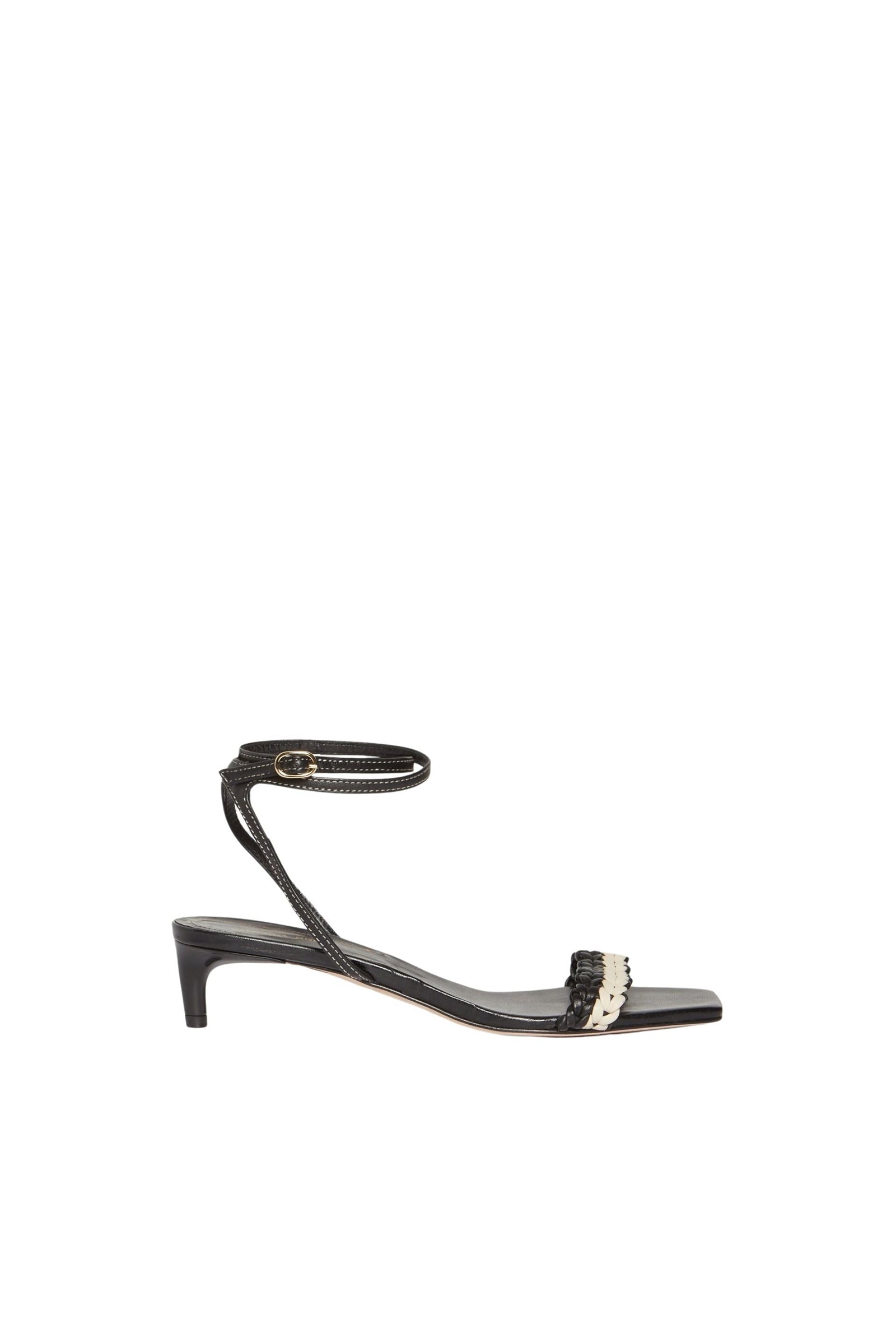 Sandales à talons en cuir tressé - Noir & Blanc