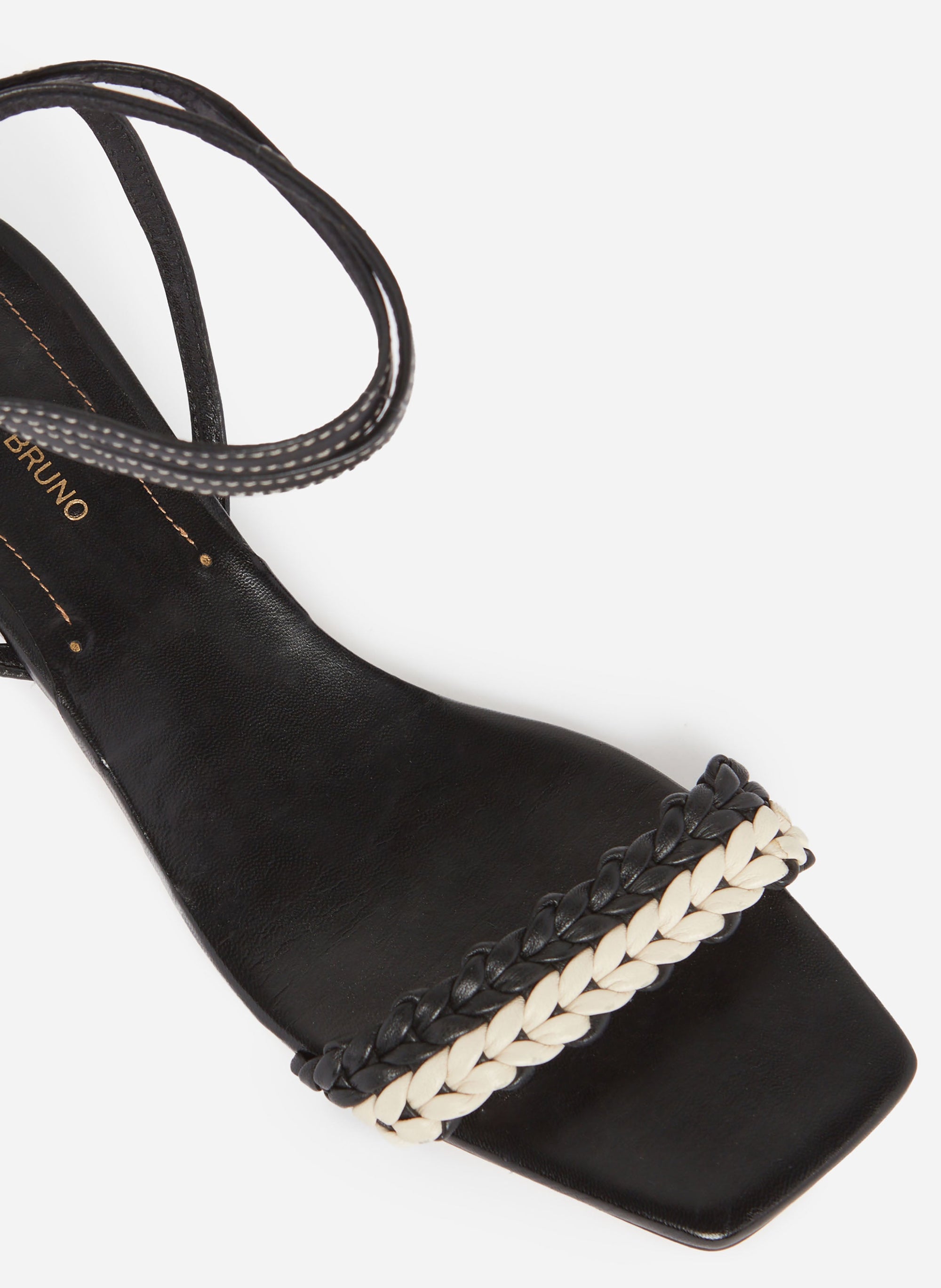 Sandales à talons en cuir tressé - Noir & Blanc