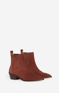 Bottines Santiags 25 en daim - Cognac