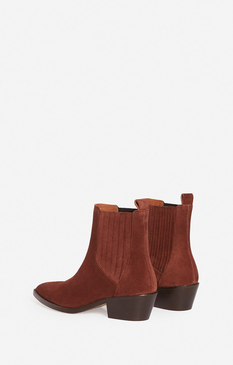 Bottines Santiags 25 en daim - Cognac