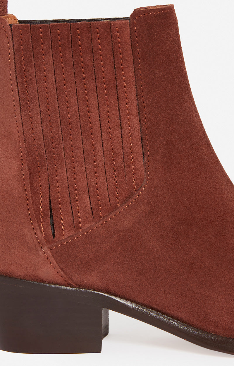 Bottines Santiags 25 en daim - Cognac