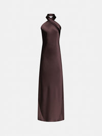 Robe longue Pandora en satin - Chocolate