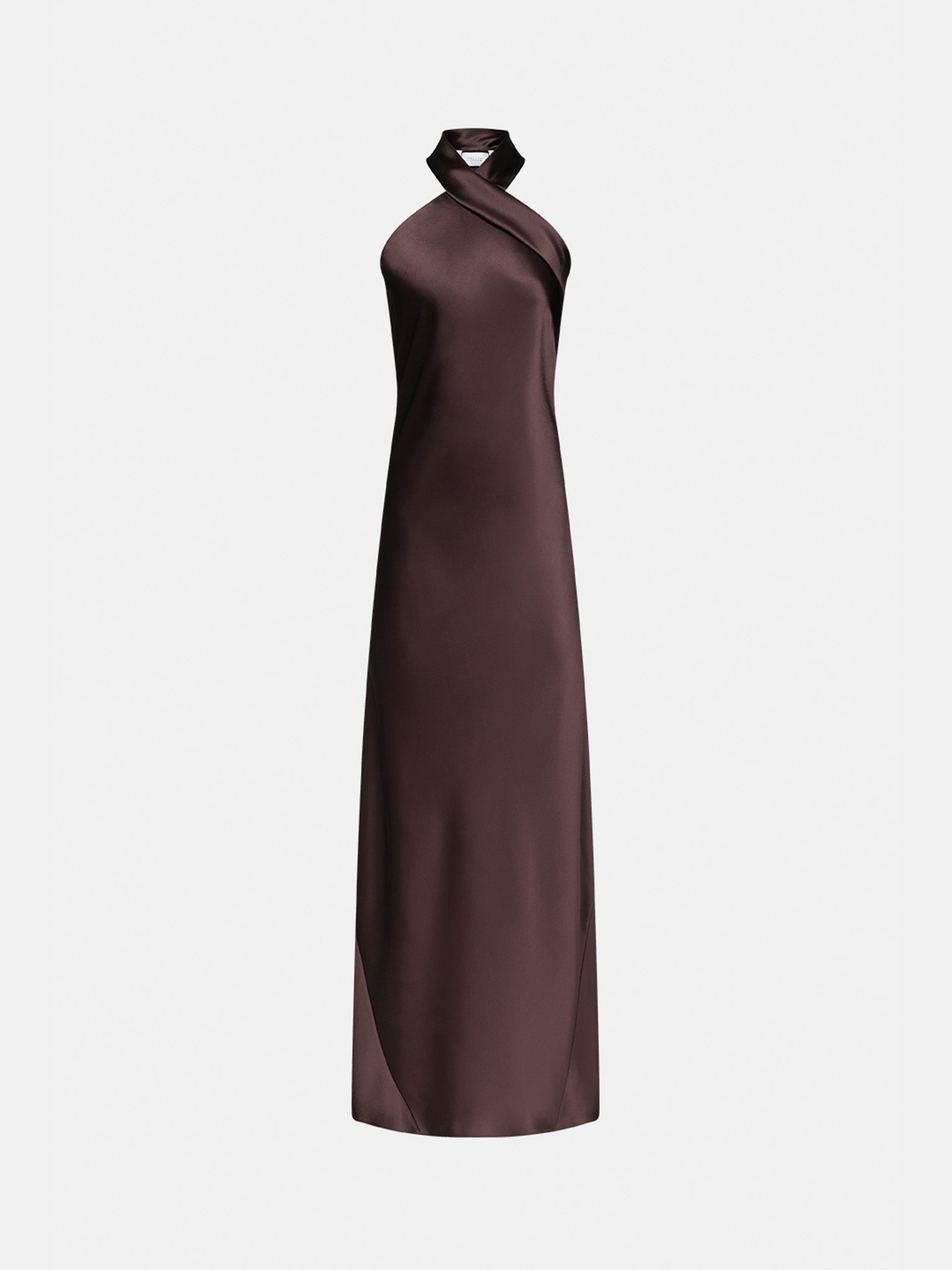 Robe longue Pandora en satin - Chocolate