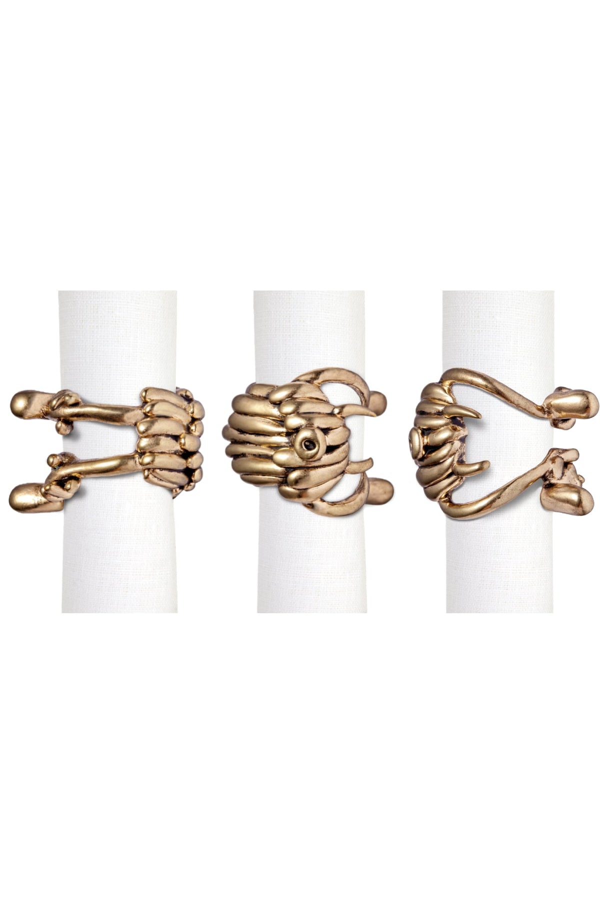 Set de 4 ronds de serviette Haas Monster en laiton - Or