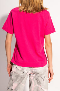 T-shirt manches courtes à col en V - Shocking Pink