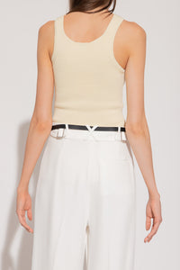 Compact knit curved tank top - Elderflower