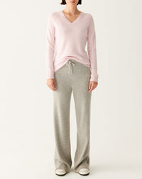 Cashmere V-neck jumper with raglan armholes - Flannel