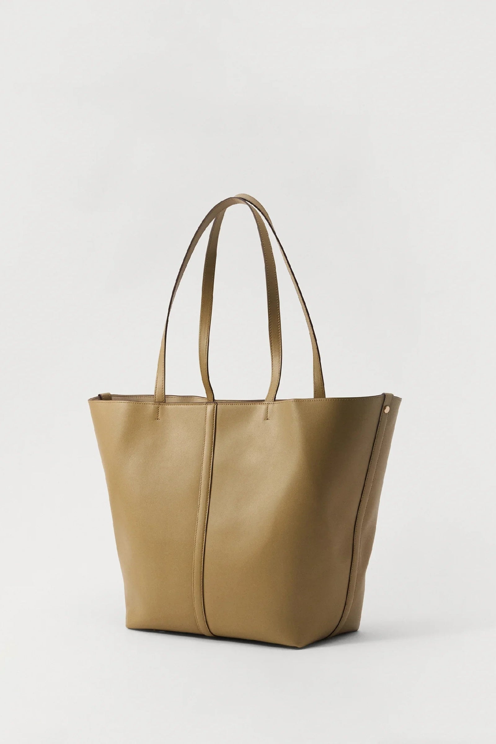 Iconic Daily large leather tote bag - Olive