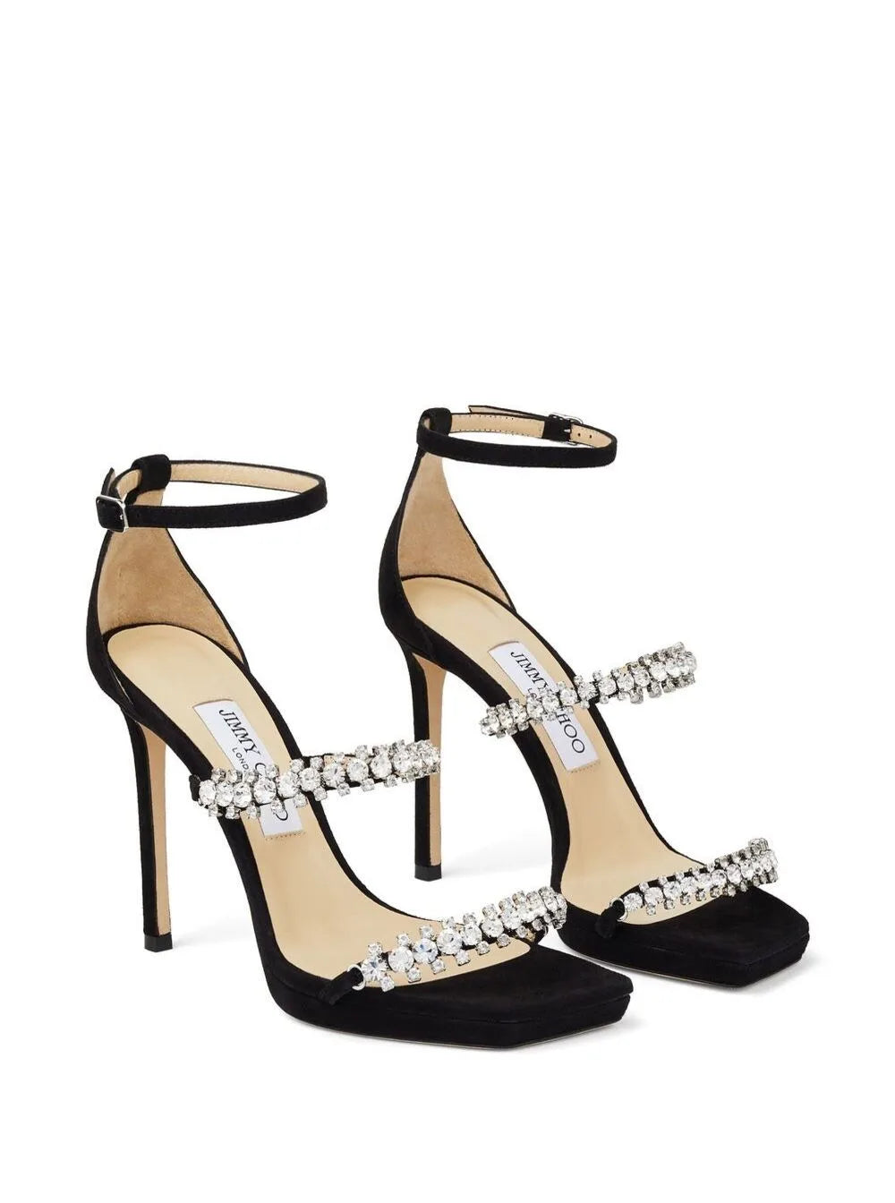 Bing 105 suede strappy crystal sandals - Black