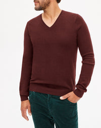 Fitted cashmere V-neck jumper - Mauve Œillet