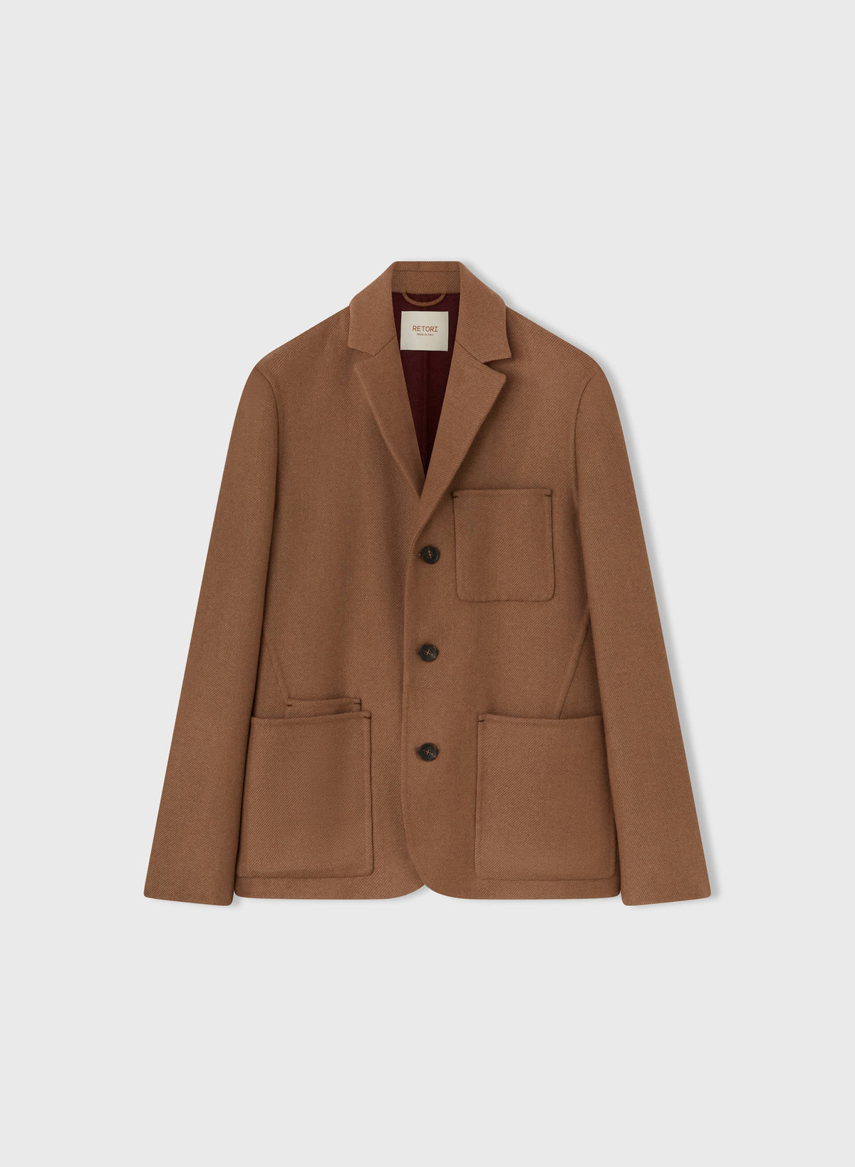 CAMEL AND AMARANTO BICOLOR DOUBLE JACKET WITH EMBROIDERED DETAIL