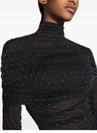 BLACK // black embellished ruched dress