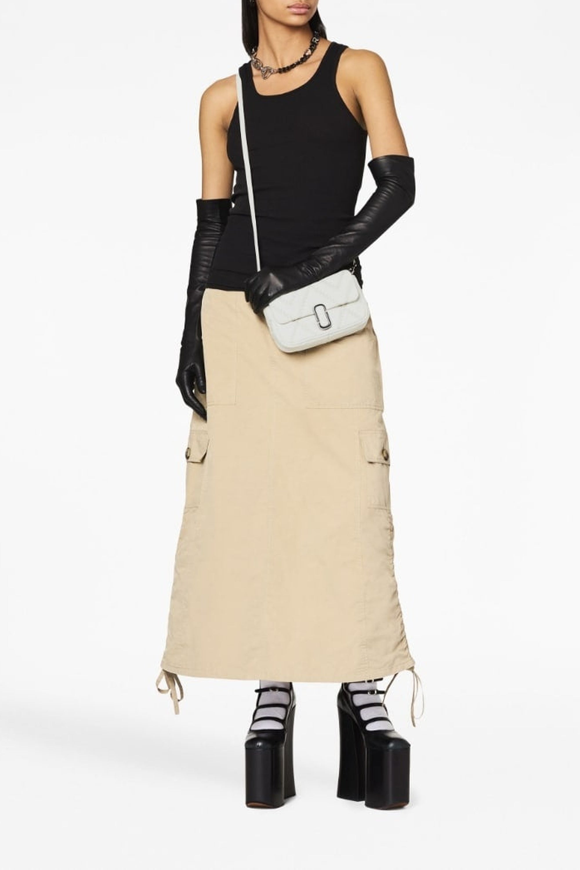 Small shoulder bag with leather stitching - Scorched