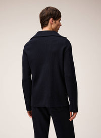 NAVY KNIT SINGLE BREASTED BLAZER
