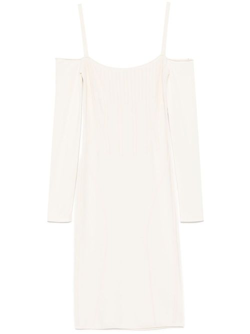 Robe en maille avec baleines apparentes - Off White